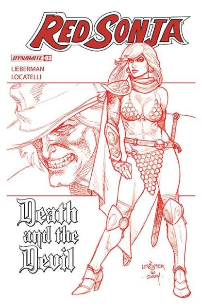 RED SONJA: DEATH AND THE DEVIL (2024) #3 JOSEPH MICHEAL LINSNER RED LINE ART VARIANT CVR L 1 IN 7