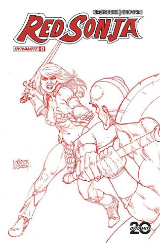 RED SONJA (2023) #17 JOSEPH MICHAEL LINSNER FIERY RED LINE VARIANT CVR P 1 IN 10